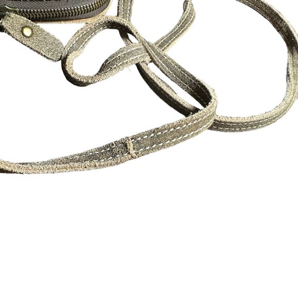 Bobo Brown Waxed Suede Leather Crossbody Phone Bag Woven Design Small Purse - Picture 4 of 8